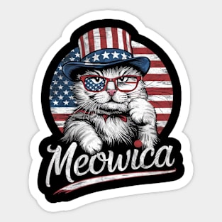 Patriotic Shirazi cat 4th of July Kids American Flag Girls Meowica Sticker